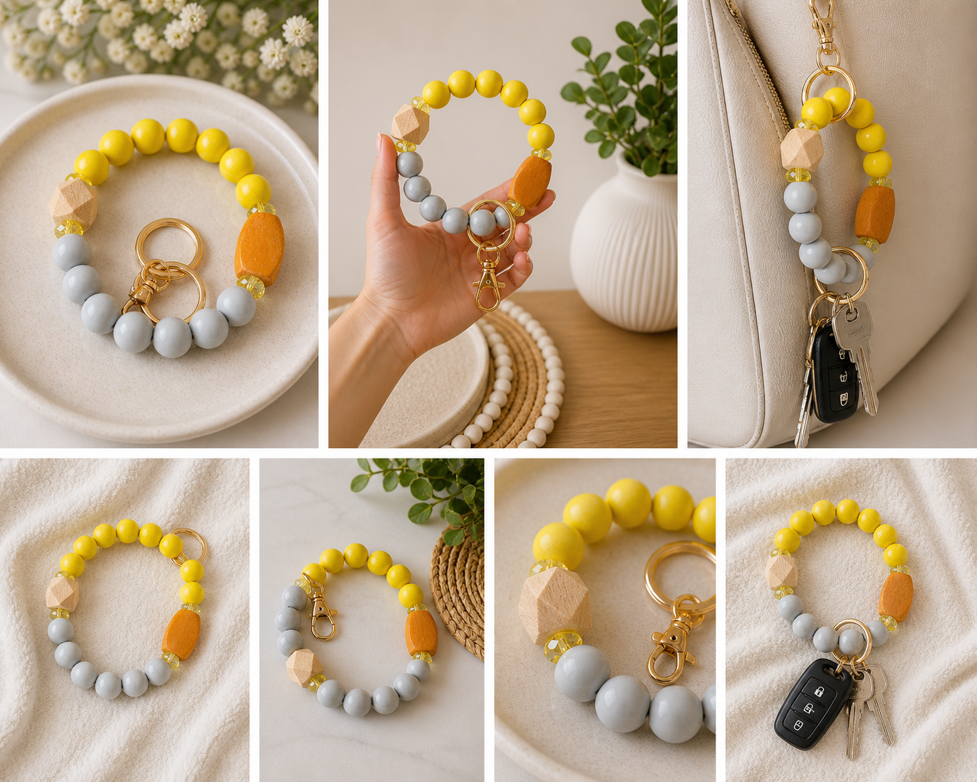Sunshine Beaded Wristlet Keychain